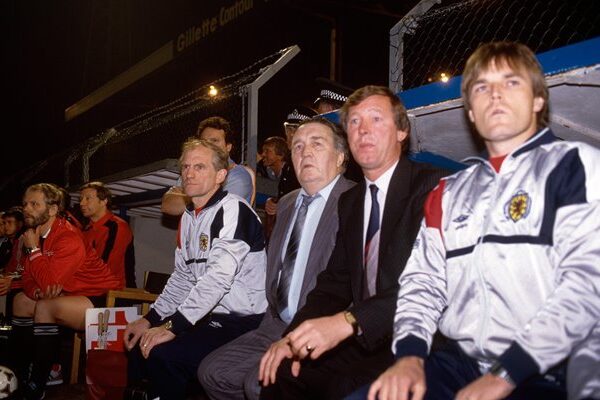 Jock Stein and Alex Ferguson Wales v Scotland 1985