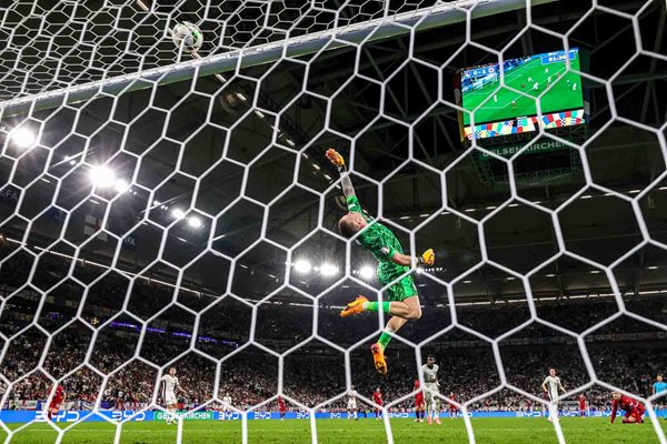 Jordan Pickford England save v Serbia Sequence 3 of 3 Gelsenkirchen EURO 2024