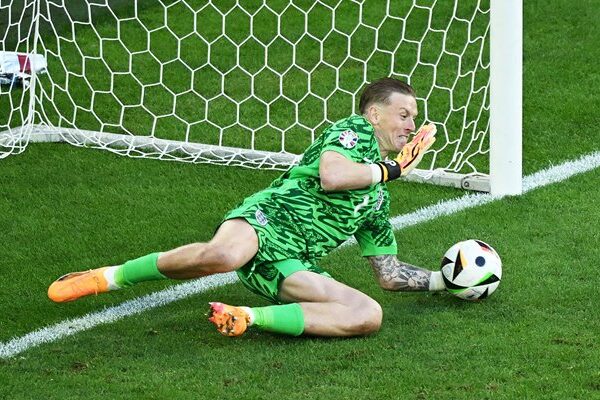 Jordan Pickford England saves the first penalty v Switzerland EURO 2024