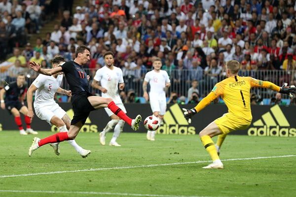 Josip Pivaric Croatia v Jordan Pickford England World Cup 2018