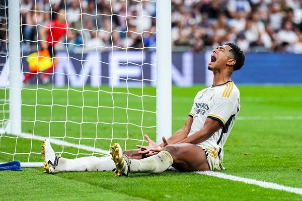 Jude Bellingham Real Madrid reacts to miss v Getafe La Liga 2024
