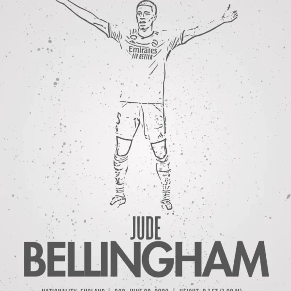 Jude Bellingham Silhouette Print - Elite Football Star Poster