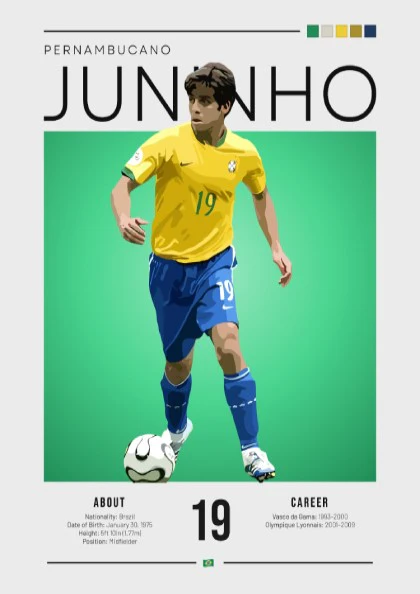 Juninho Brazil Football Player - Modern Art Print