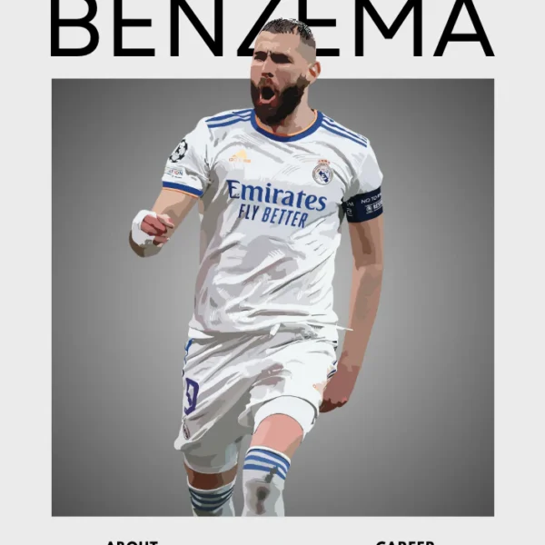 Karim Benzema Poster – Real Madrid Legendary Striker Wall Art