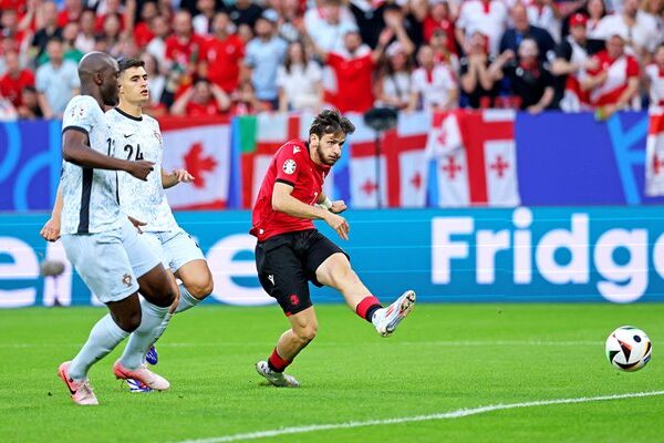 Khvicha Kvaratskhelia Georgia scores v Portugal Group F EURO 2024