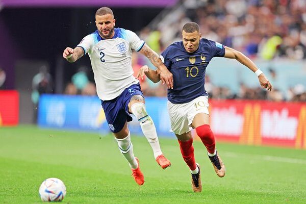 Kyle Walker England v Kylian Mbappe France World Cup 2022