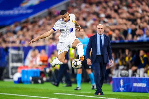 Kylian Mbappe France controls the ball v Spain Semi-Final Munich EURO 2024