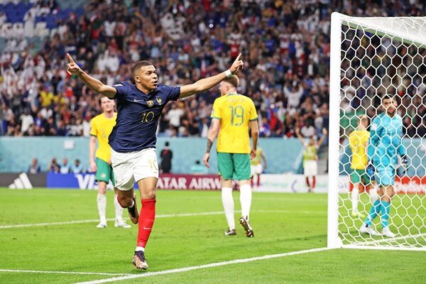 Kylian Mbappe France scores v Australia World Cup 2022