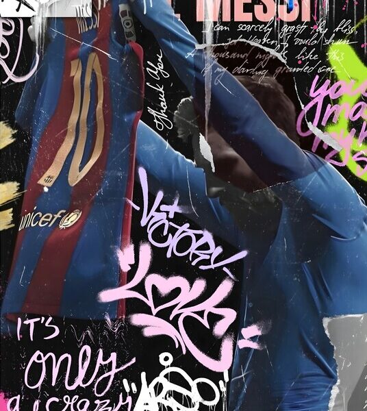 Messi — Barcelona Jersey Street Art Poster