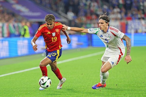 Lamine Yamal Spain v Riccardo Calafiori Italy Group B Germany EURO 2024