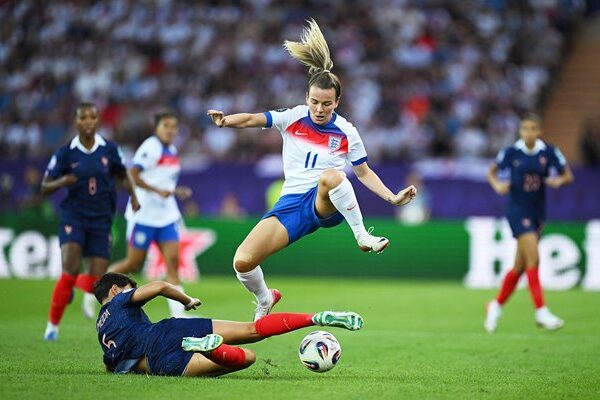 Lauren Hemp England v Elisa De Almeida France Group D Women's EURO 2025