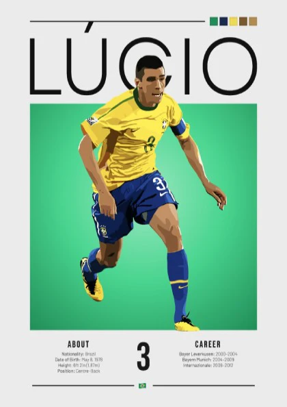 Lúcio Brazil Football Player - Modern Wall Decor