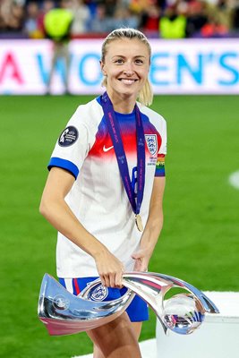 Leah Williamson England celebrates with trophy Women's EURO 2025