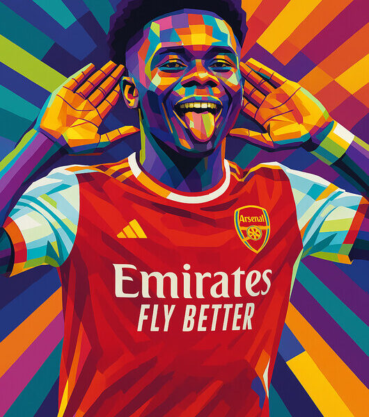 Bukayo Saka — Arsenal Pop Art Celebration Poster