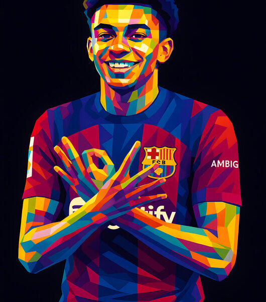 Lamine Yamal — Barcelona Low-Poly Poster