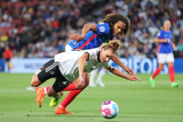 Lina Magull Germany v Wendie Renard France Semi Final EURO 2022