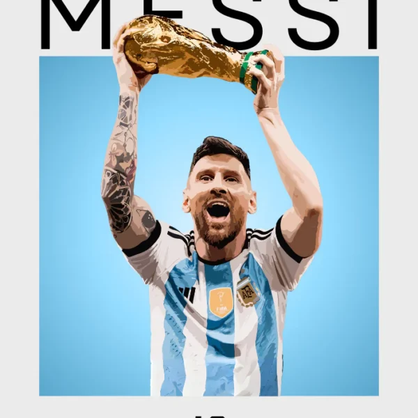 Lionel Messi lifting the World Cup Poster - High-Quality Soccer Print for Fans