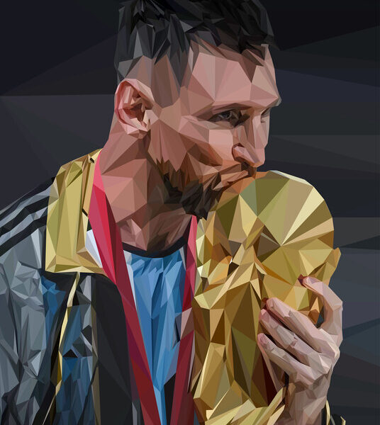 Messi — World Cup Trophy Low-Poly Poster