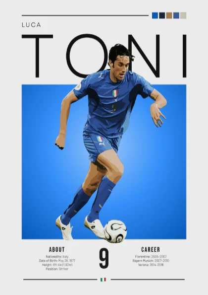 Luca Toni Poster - Italian Football Legend Artwork