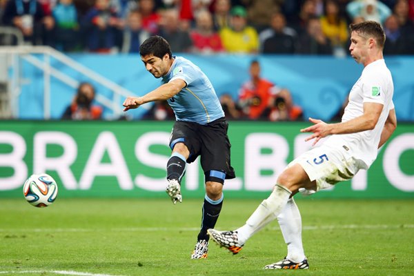 Luis Suarez and Gary Cahill Uruguay v England World Cup Brazil 2014