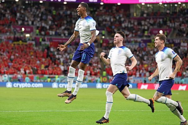 Marcus Rashford England celebrates v Wales World Cup Qatar 2022