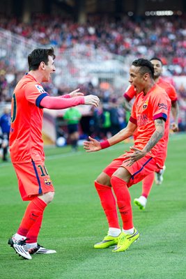 Messi&Neymar celebrate Barcelona