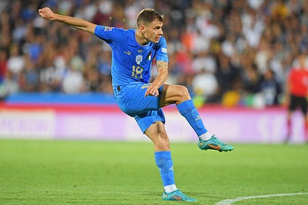 Nicolo Barella Italy scores v Hungary Nations League Cesena 2022