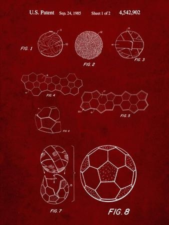 Soccer Ball Patent Print — Burgundy