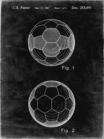 Leather Soccer Ball Patent Print — Black Grunge