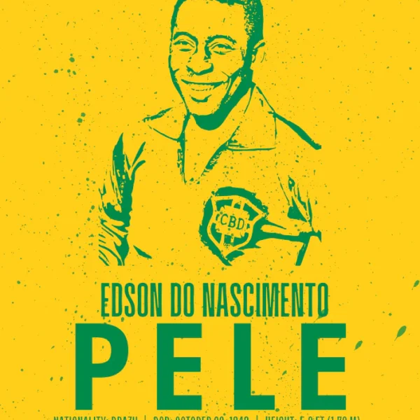 Pelé Silhouette Poster – Minimalist Brazil Football Legend Print
