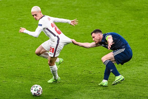 Phil Foden England v Andrew Robertson Scotland Wembley Euro 2020