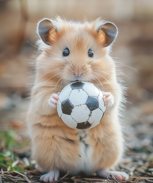Hamster with Soccer Ball — Cute Pet Poster