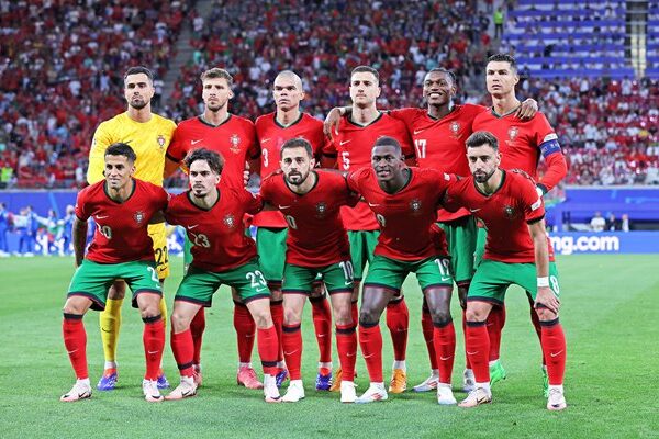 Portugal team line up v Czech Republic Leipzig EURO 2024