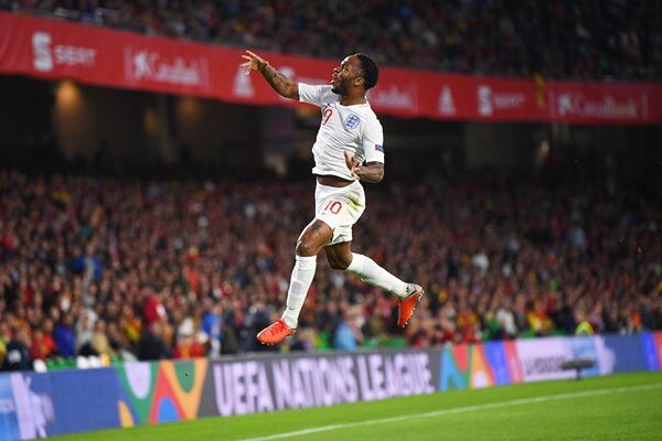 Raheem Sterling England celebrates v Spain Nations League 2018