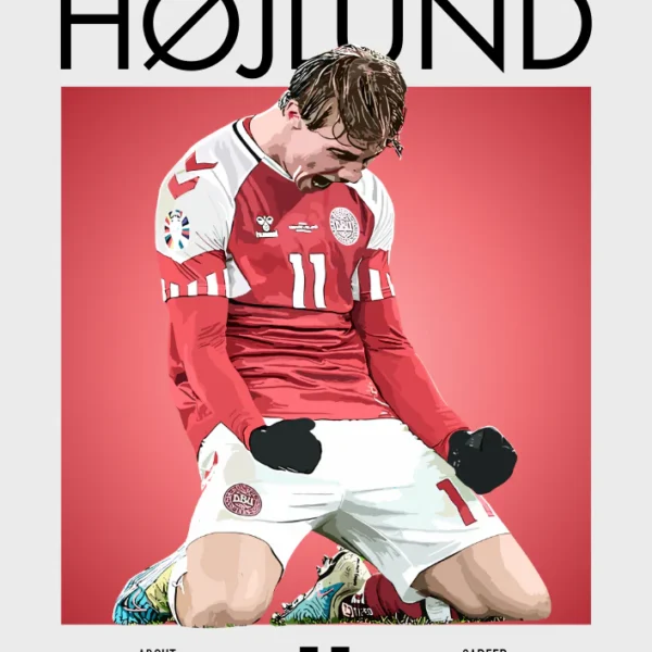 Rasmus Højlund Denmark Poster - Rising Football Star Print