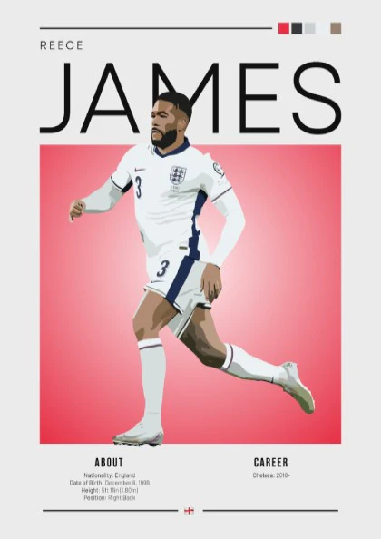 Reece James Print - England National Team Wall Art