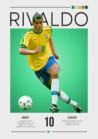 Rivaldo Football Art - Brazil Sports Illustration