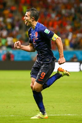 Robbie Van Persie celebrates v Spain 2014 World Cup