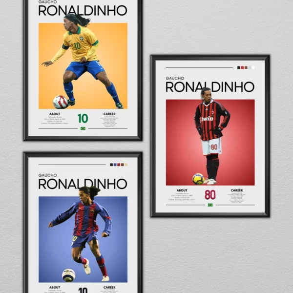 Ronaldinho Poster Bundle, set of 3 prints