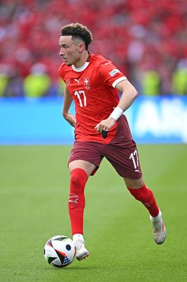 Ruben Vargas Switzerland on the ball v Italy Last 16 Berlin EURO 2024