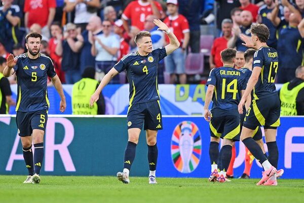 Scott McTominay Scotland celebrates v Switzerland Group A Cologne EURO 2024
