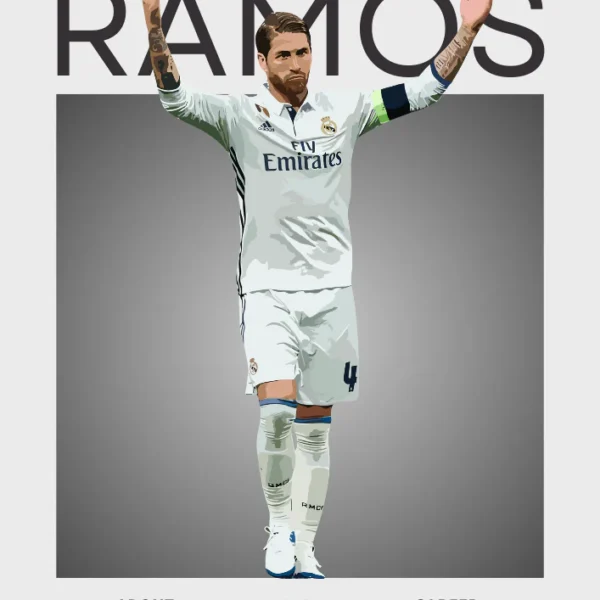 Sergio Ramos Print – Legendary Football Wall Art for Fans