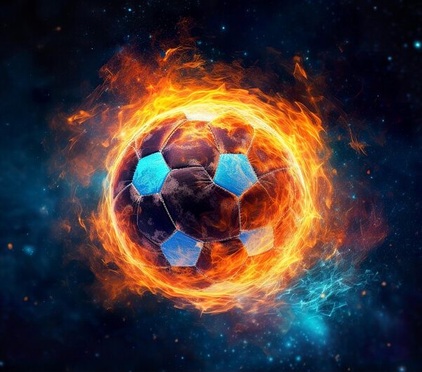 Flaming Soccer Ball — Cosmic Art Poster
