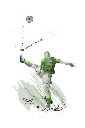 Soccer Player in Motion — Watercolor Poster (Green)