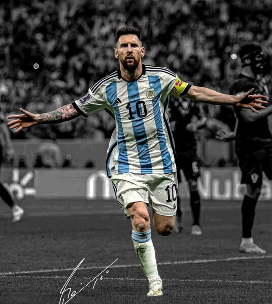Lionel Messi — Argentina Celebration Duotone Poster