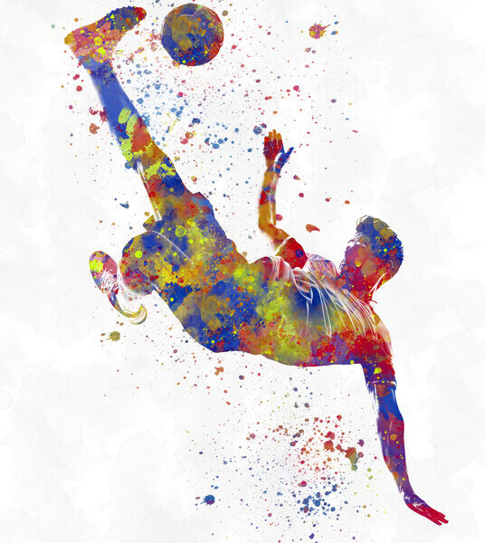 Bicycle Kick — Rainbow Watercolor Poster