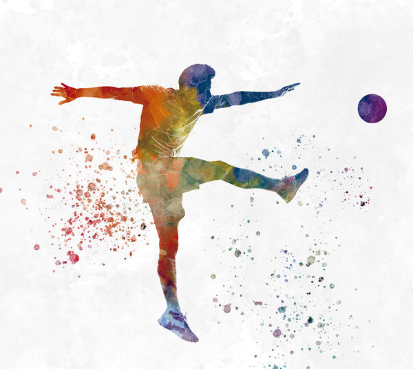 Flying Kick — Orange Watercolor Poster