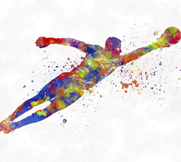 Diving Save — Rainbow Watercolor Poster