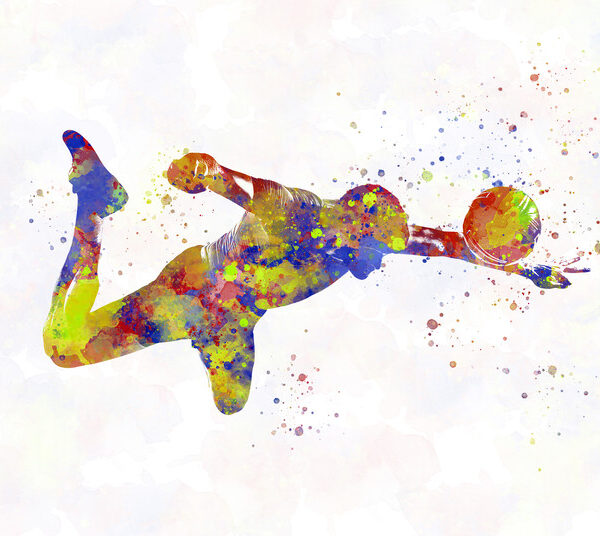 Overhead Kick — Multicolor Watercolor Poster