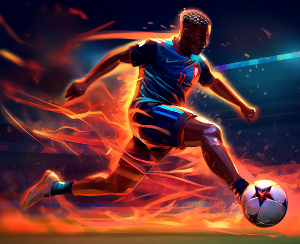 Soccer Shot — Fiery Illustration Poster